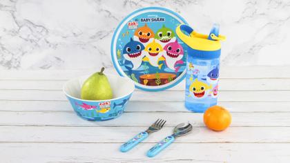 Imagem de Conjunto de louças Zak Designs Baby Shark, prato de 20 cm, tigela de 15 cm