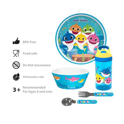 Imagem de Conjunto de louças Zak Designs Baby Shark, prato de 20 cm, tigela de 15 cm
