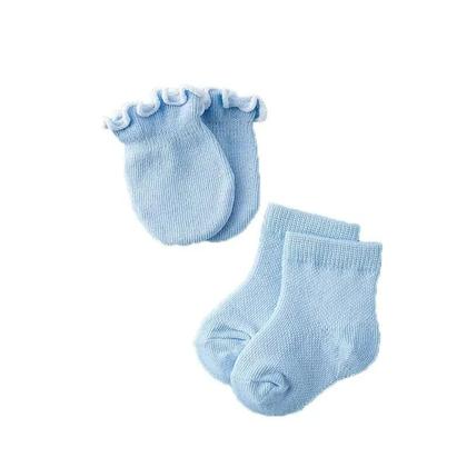 Imagem de Conjunto De Luvas De Algodão Macio Com Babados Para Bebê Menina E Menino, Meias Listradas Elásticas