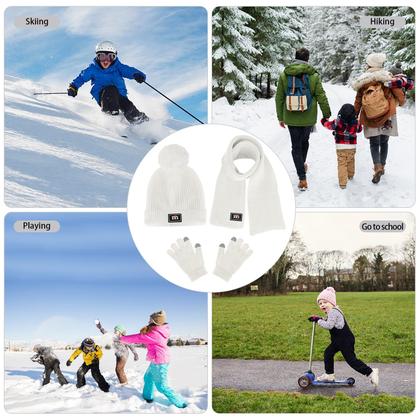 Imagem de Conjunto de luvas de cachecol com gorro de inverno para crianças de 2 a 7 anos