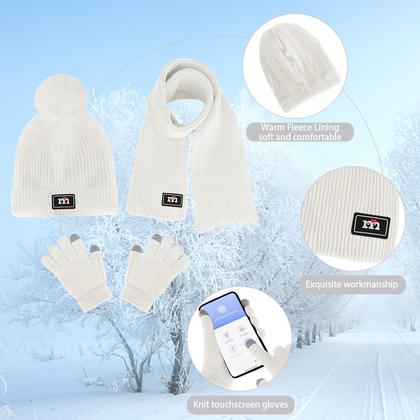 Imagem de Conjunto de luvas de cachecol com gorro de inverno para crianças de 2 a 7 anos