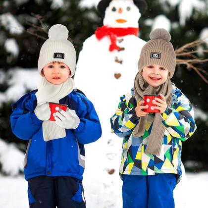 Imagem de Conjunto de luvas de cachecol com gorro de inverno para crianças de 2 a 7 anos