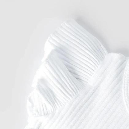 Imagem de Conjunto de Macacão Jeans com Bandana para Bebê - Algodão, Babados e Estilo Verão