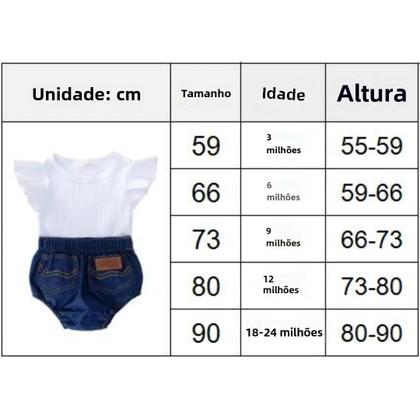 Imagem de Conjunto de Macacão Jeans com Bandana para Bebê - Algodão, Babados e Estilo Verão
