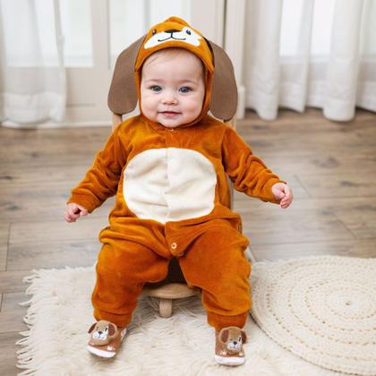 Imagem de Conjunto de Macacão Temático de Bichinhos em Plush 3D com Pantufa Lúdica