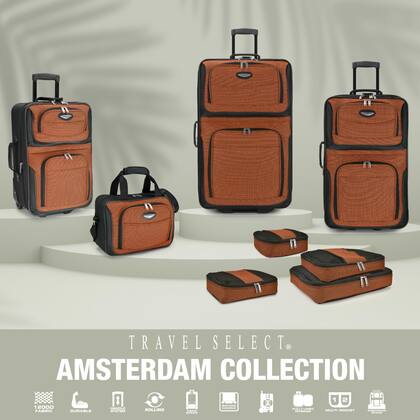 Imagem de Conjunto de Mala de Viagem Amsterdam Grey - 8 Peças com Cubos de Embalagem