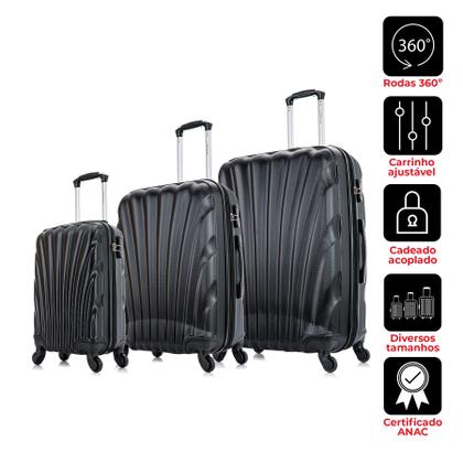 Imagem de Conjunto de malas de viagem P, M e G Dizy Swiss Move Preta