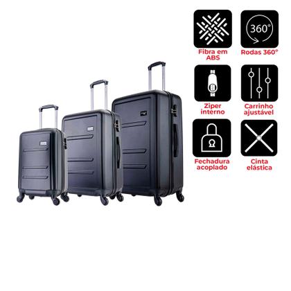 Imagem de Conjunto de malas de viagem P, M e G Montreal Swiss Move Preta