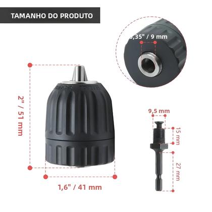 Imagem de Conjunto De Mandril Sem Chave De 0.8mm-10mm Com Adaptador De Encaixe Rápido Hexagonal 3/8-24UNF Para