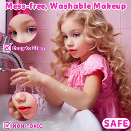 Imagem de Conjunto de maquiagem Hollyhi 41 unidades para meninas de 3 a 12 anos com estojo