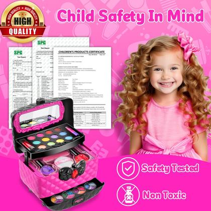 Imagem de Conjunto de maquiagem Hollyhi 41 unidades para meninas de 3 a 12 anos com estojo
