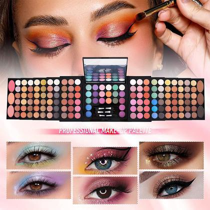 Imagem de Conjunto de maquiagem Miss Rose M 148 cores com batom e delineador