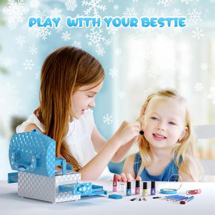 Imagem de Conjunto de maquiagem PERRYHOME Kids Frozen Blue lavável 56 unidades de 3 a 12 anos