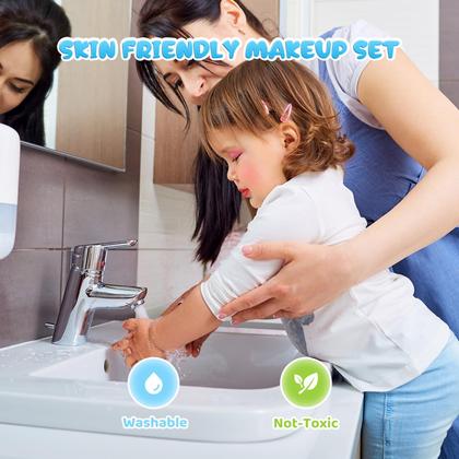 Imagem de Conjunto de maquiagem PERRYHOME Kids Frozen Blue lavável 56 unidades de 3 a 12 anos