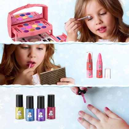 Imagem de Conjunto de maquiagem PERRYHOME Kids Frozen Pink 56 unidades para meninas de 3 a 12 anos