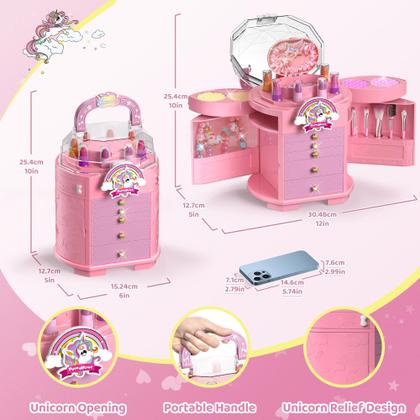 Imagem de Conjunto de maquiagem PERRYHOME Kids para meninas de 3 a 12 anos com 63 unidades