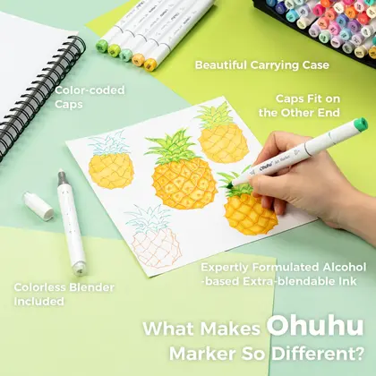 Conjunto de marcadores artísticos Ohuhu Alcohol Brush Tip, 168