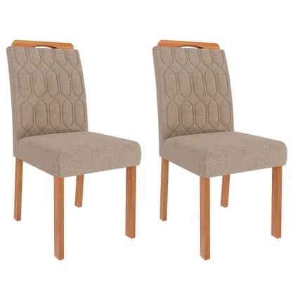 Imagem de Conjunto de Mesa 160 com 6 Cadeiras de Madeira Maciça MDF e Linho Bege para Sala de Jantar Mesa Retangular Tampo de Vidro Temperado