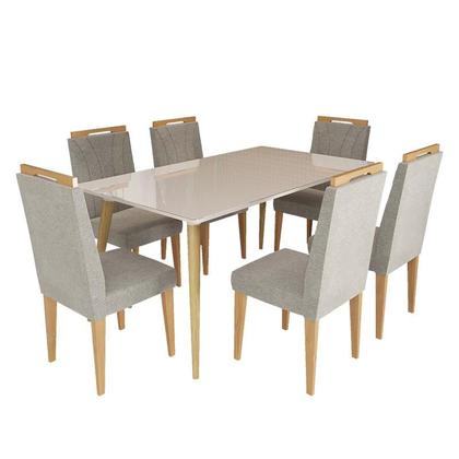 Imagem de Conjunto de Mesa 160x90 Veneza Com Vidro e 6 Cadeiras Onix