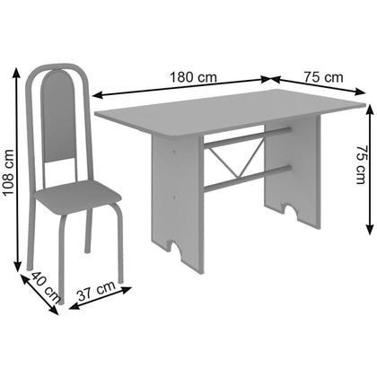 Imagem de Conjunto de Mesa 180x75cm Tampo Ardósia com 8 Cadeiras Lavínea