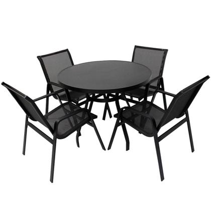 Imagem de Conjunto de Mesa 4 Cadeiras Alumínio para Piscina Guarda Sol