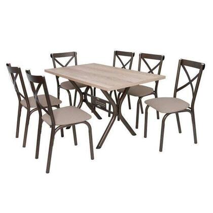 Imagem de Conjunto de Mesa 6 Cadeiras Karina Bege/Linho