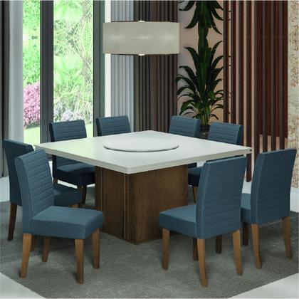 Conjunto De Mesa 8 Cadeiras Tampo Giratório Amsterdã Cedro - Movale Imagem de Conjunto De Mesa 8 Cadeiras Tampo Giratório Amsterdã Cedro