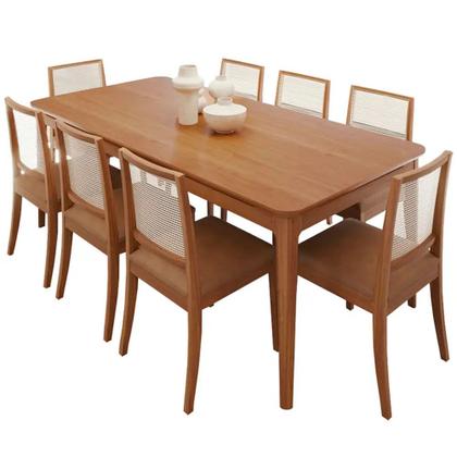 Imagem de Conjunto de Mesa 8 Cadeiras Tampo MDF com Assento Estofado Baoba Cimol