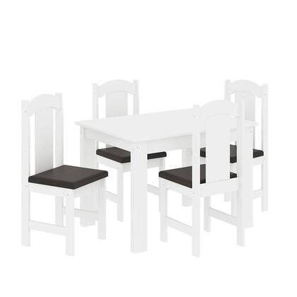 Imagem de Conjunto De Mesa Arauna Estilo Com 4 Cadeiras Branco Com Preto