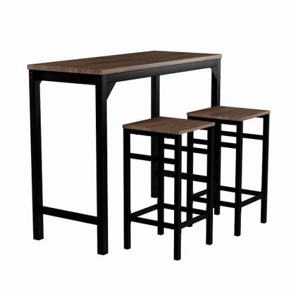 Conjunto de Mesa Bistrô com 2 Banquetas Las Heras Marrom e Preto 100 cm - Mobly Imagem de Conjunto de Mesa Bistrô com 2 Banquetas Las Heras Marrom e Preto 100 cm