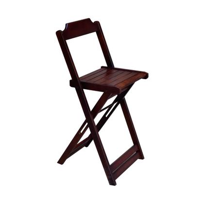 Imagem de Conjunto de Mesa Bistrô Dobrável em Madeira Maciça com 2 Banquetas Altas - Imbuia