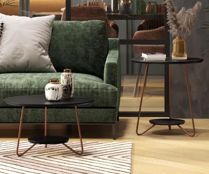 Imagem de Conjunto De Mesa Centro E Lateral Liz Pés De Ferro - Várias Cores