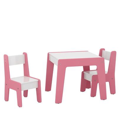 Imagem de Conjunto de Mesa com 2 Cadeiras Goiania Branco/Rosa