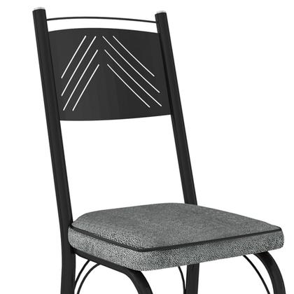 Imagem de Conjunto De Mesa Com 4 Cadeiras Malva Tampo De Vidro 107cm SF Preto Fosco Assento Cinza Andorinha Artefamol