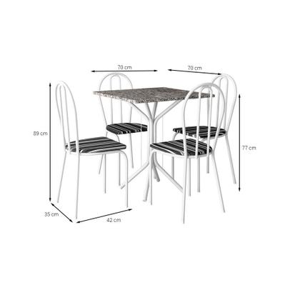Imagem de Conjunto de Mesa com 4 Cadeiras Tamara Branco e Preto