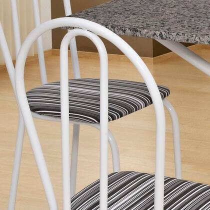 Imagem de Conjunto de Mesa com 4 Cadeiras Thais Branco, Listrado Branco e Preto