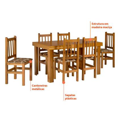 Conjunto de Mesa com 6 Cadeiras Campo Cerejeira - Zamarchi Imagem de Conjunto de Mesa com 6 Cadeiras Campo Cerejeira