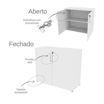 Imagem de Conjunto de Mesa com Armário de Escritório, Armário Aéreo e 3 Prateleiras Corar Branco