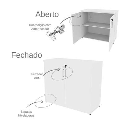 Conjunto de Mesa com Armário de Escritório, Armário Aéreo e 3 Prateleiras Corar Branco - Bramov Imagem de Conjunto de Mesa com Armário de Escritório, Armário Aéreo e 3 Prateleiras Corar Branco