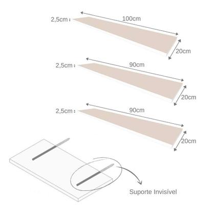 Conjunto de Mesa com Estante e 3 Prateleiras Siena Branco - Bramov Imagem de Conjunto de Mesa com Estante e 3 Prateleiras Siena Branco