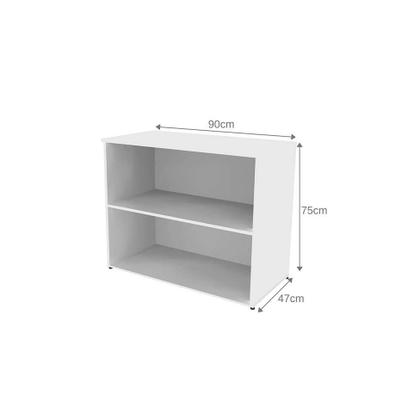 Conjunto de Mesa com Estante e 3 Prateleiras Siena Branco - Bramov Imagem de Conjunto de Mesa com Estante e 3 Prateleiras Siena Branco