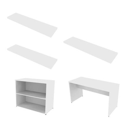 Imagem de Conjunto de Mesa com Estante e 3 Prateleiras Siena Branco