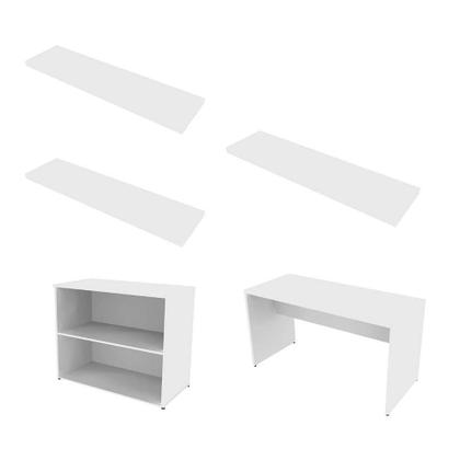 Conjunto de Mesa com Estante e 3 Prateleiras Siena Branco - Bramov Imagem de Conjunto de Mesa com Estante e 3 Prateleiras Siena Branco
