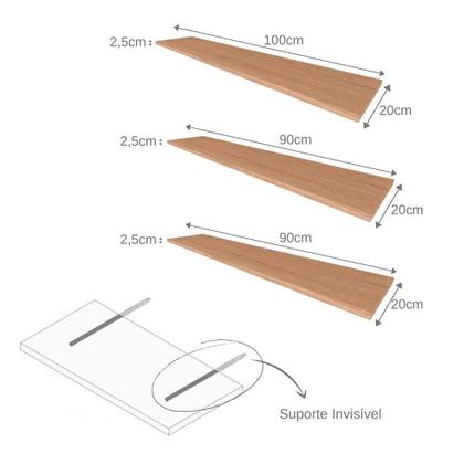 Imagem de Conjunto de Mesa com Estante e 3 Prateleiras Siena Branco e Carvalho Mel
