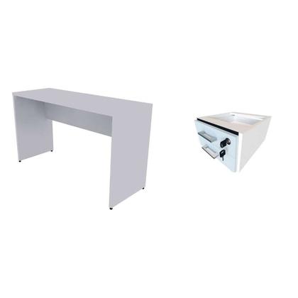 Conjunto de Mesa com Gaveteiro de Escritório Corp Cinza Cristal - Bramov Imagem de Conjunto de Mesa com Gaveteiro de Escritório Corp Cinza Cristal