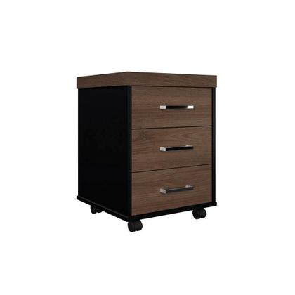 Imagem de Conjunto de Mesa com Gaveteiro de Escritório Executiva 3 GV Marrom e Preto