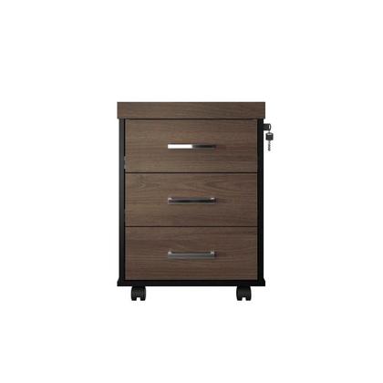 Imagem de Conjunto de Mesa com Gaveteiro de Escritório Executiva 3 GV Marrom e Preto