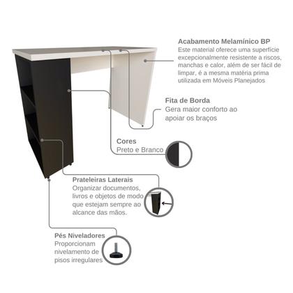 Imagem de Conjunto de Mesa com Prateleiras para Escritório ou Home Office 100 Cm de Largura