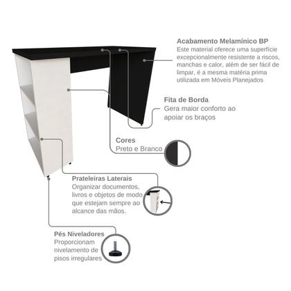 Imagem de Conjunto de Mesa com Prateleiras para Escritório ou Home Office 100 Cm de Largura