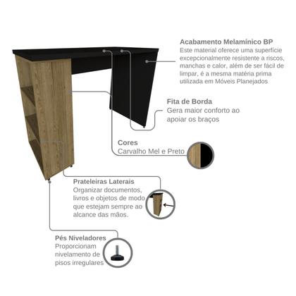 Imagem de Conjunto de Mesa com Prateleiras para Escritório ou Home Office 100 Cm de Largura